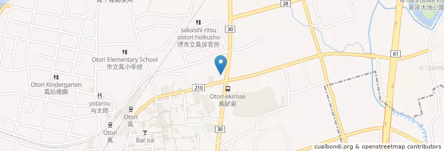 Mapa de ubicacion de 堺鳳東郵便局 en Japan, Präfektur Osaka, 堺市, 西区.