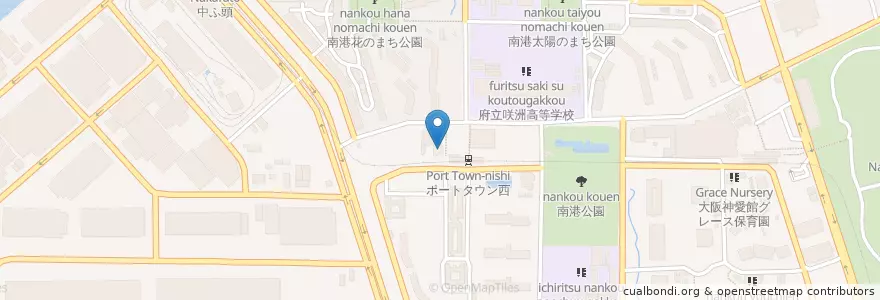 Mapa de ubicacion de 大阪ポートタウン西駅前郵便局 en 일본, 오사카부, 오사카, 住之江区.