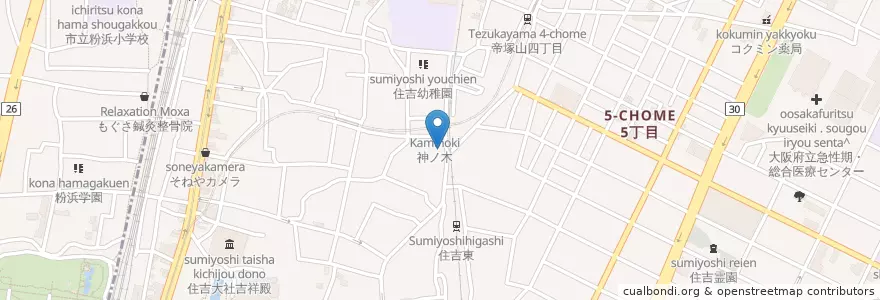 Mapa de ubicacion de 大阪住吉町郵便局 en Japón, Prefectura De Osaka, Osaka, 住吉区.