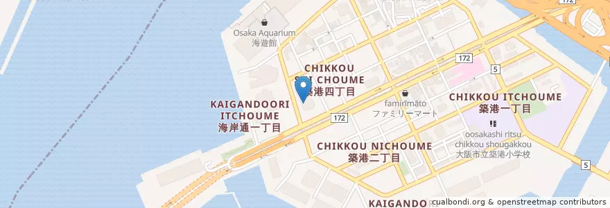 Mapa de ubicacion de 大阪入国管理局大阪港出張所 en اليابان, أوساكا, أوساكا, 港区.