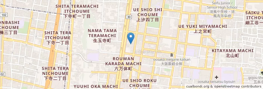 Mapa de ubicacion de 大阪入国管理局天王寺出張所 en 日本, 大阪府, 大阪市, 天王寺区.