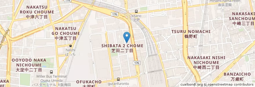 Mapa de ubicacion de 大阪全日空ビル内郵便局 en Japonya, 大阪府, 大阪市, 北区.
