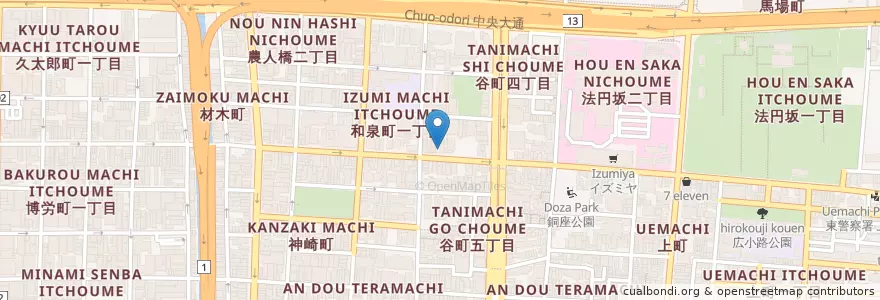 Mapa de ubicacion de 大阪内久宝寺町郵便局 en Japan, 大阪府, Osaka, 中央区.