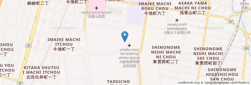 Mapa de ubicacion de 大阪医療刑務支所病院 en Jepun, 大阪府, 堺市, 堺区.