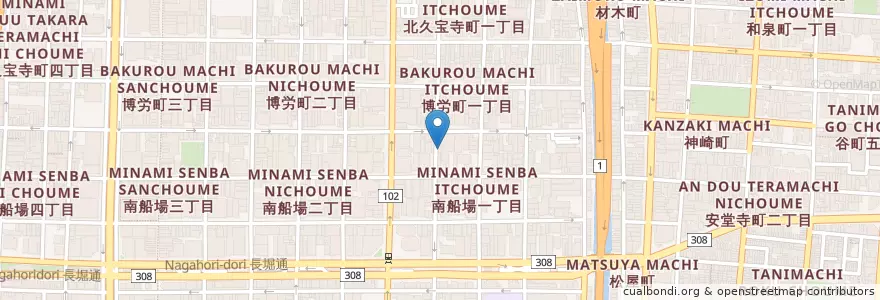 Mapa de ubicacion de 大阪南船場一郵便局 en Japan, 大阪府, Osaka, 中央区.