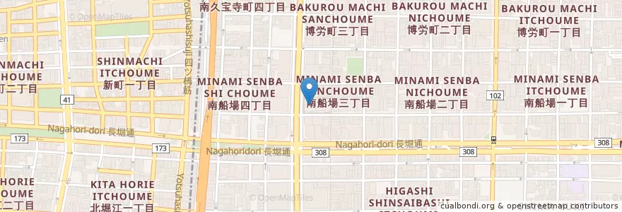 Mapa de ubicacion de 大阪南船場郵便局 en Japonya, 大阪府, 大阪市, 中央区.