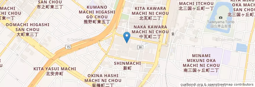 Mapa de ubicacion de 大阪国税局堺税務署 en 日本, 大阪府, 堺市, 堺区.