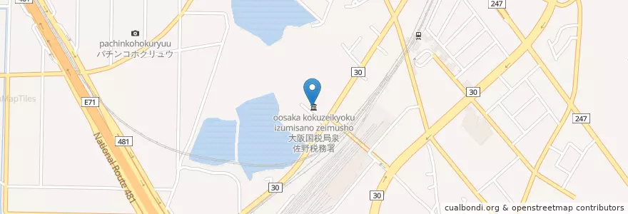 Mapa de ubicacion de 大阪国税局泉佐野税務署 en Japão, 大阪府, 泉佐野市.