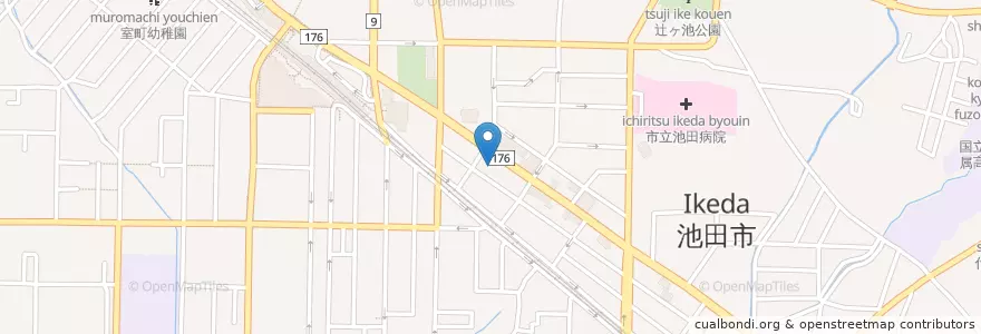 Mapa de ubicacion de 大阪国税局豊能税務署 en 日本, 大阪府, 池田市.