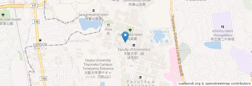 Mapa de ubicacion de 大阪大学（法学部） en 日本, 大阪府, 豊中市.