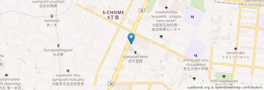 Mapa de ubicacion de 大阪市消防局 住吉消防署 万代出張所 en Япония, Осака, 大阪市, 住吉区.