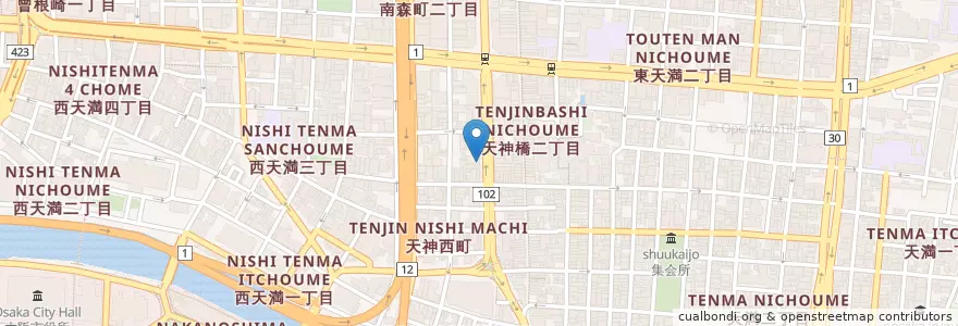 Mapa de ubicacion de 大阪市消防局北消防署南森町出張所 en ژاپن, 大阪府, 大阪市, 北区.