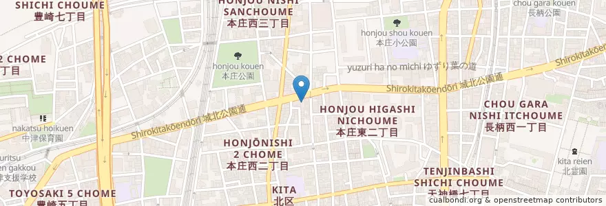 Mapa de ubicacion de 大阪市消防局北消防署本庄出張所 en 일본, 오사카부, 오사카, 기타구.