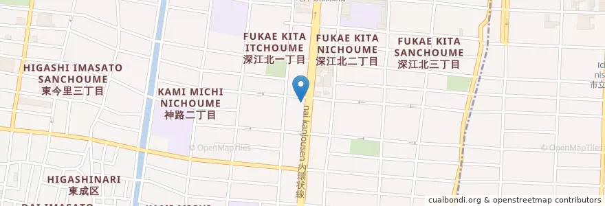Mapa de ubicacion de 大阪市消防局東成消防署深江出張所 en Japão, 大阪府, 大阪市, 東成区.