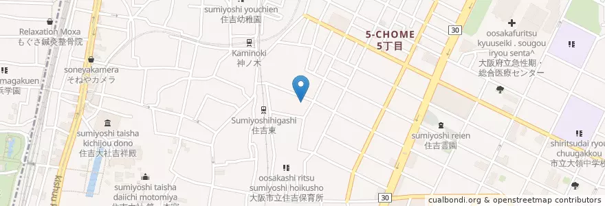 Mapa de ubicacion de 大阪市立住吉乳児保育所 en Japan, Osaka Prefecture, Osaka, Sumiyoshi Ward.