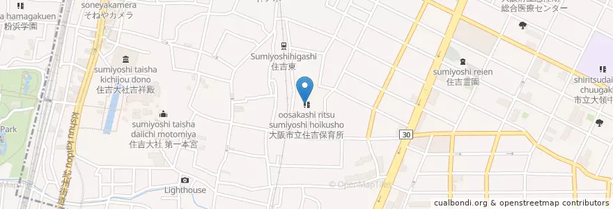 Mapa de ubicacion de 大阪市立住吉保育所 en Japan, Osaka Prefecture, Osaka, Sumiyoshi Ward.