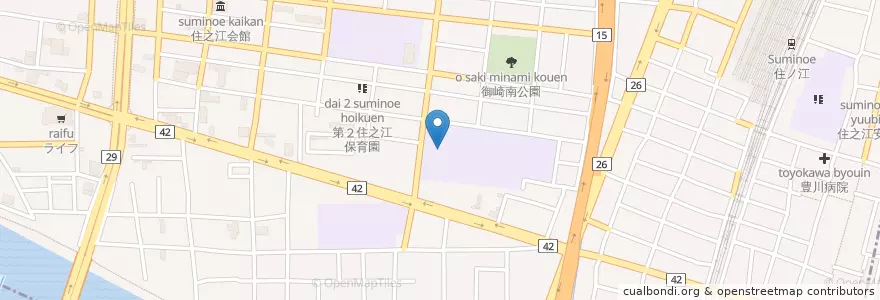 Mapa de ubicacion de 大阪市立住吉商業高等学校 en Япония, Осака, 大阪市, 住之江区.