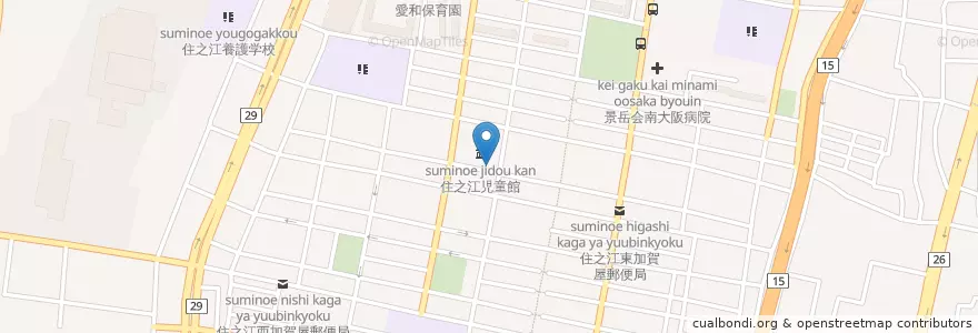 Mapa de ubicacion de 大阪市立北加賀屋保育所 en 일본, 오사카부, 오사카, 住之江区.