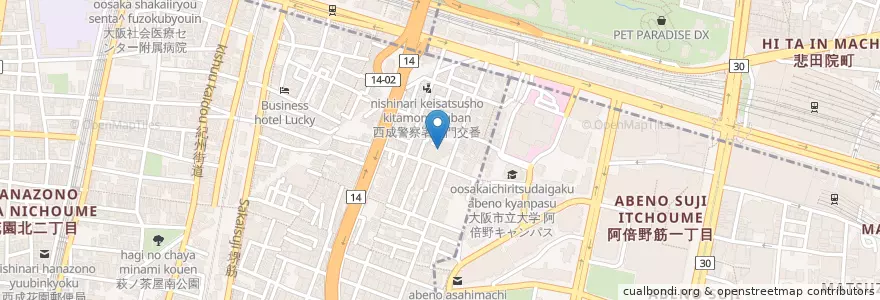 Mapa de ubicacion de 大阪市立山王保育所 en ژاپن, 大阪府, 大阪市, 西成区.