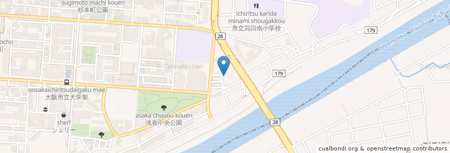 Mapa de ubicacion de 大阪市立浅香東保育所 en Japan, Osaka Prefecture.