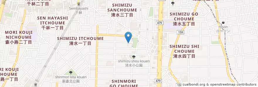 Mapa de ubicacion de 大阪市立清水保育所 en Japon, Préfecture D'Osaka, 大阪市, 旭区.