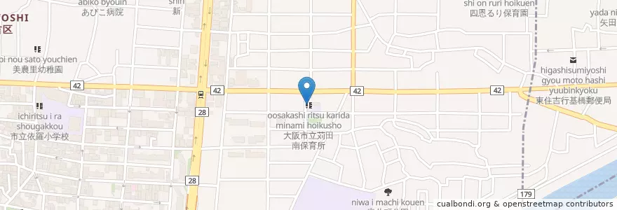 Mapa de ubicacion de 大阪市立苅田南保育所 en Japon, Préfecture D'Osaka, 大阪市.