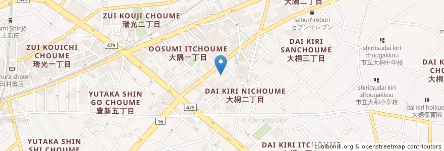 Mapa de ubicacion de 大阪市立西大道保育所 en Japan, Osaka Prefecture, Osaka, Higashiyodogawa Ward.
