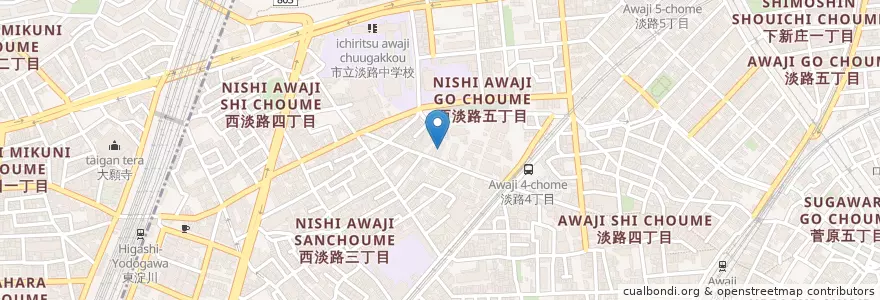 Mapa de ubicacion de 大阪市立西淡路第２保育所 en Japonya, 大阪府, 大阪市, 東淀川区.