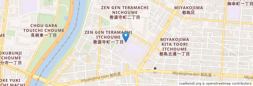 Mapa de ubicacion de 大阪市立都島工業高等学校 en Japonya, 大阪府, 大阪市, 都島区.