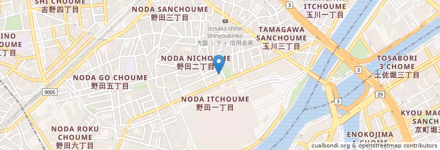Mapa de ubicacion de 大阪市立野田保育所 en Япония, Осака, 大阪市, 福島区.
