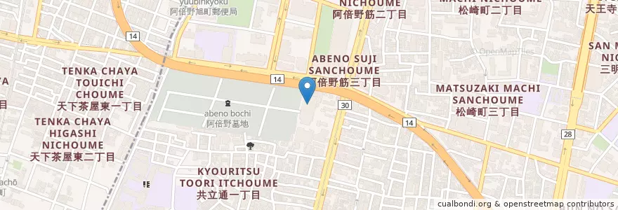 Mapa de ubicacion de 大阪市立阿倍野図書館 en Japão, 大阪府, 大阪市, 阿倍野区.