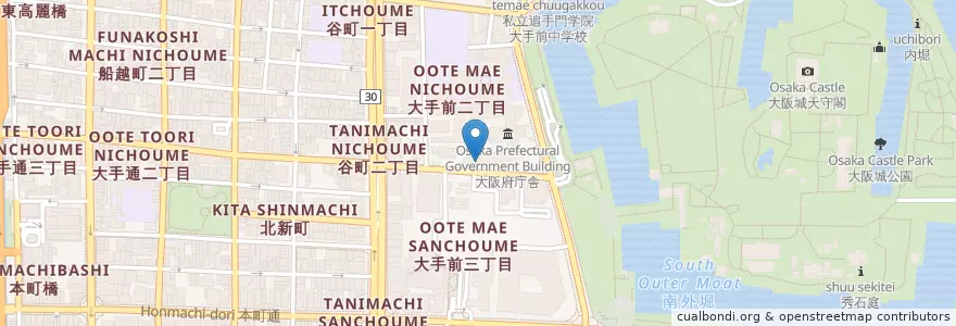Mapa de ubicacion de 大阪府庁内郵便局 en ژاپن, 大阪府, 大阪市, 中央区.