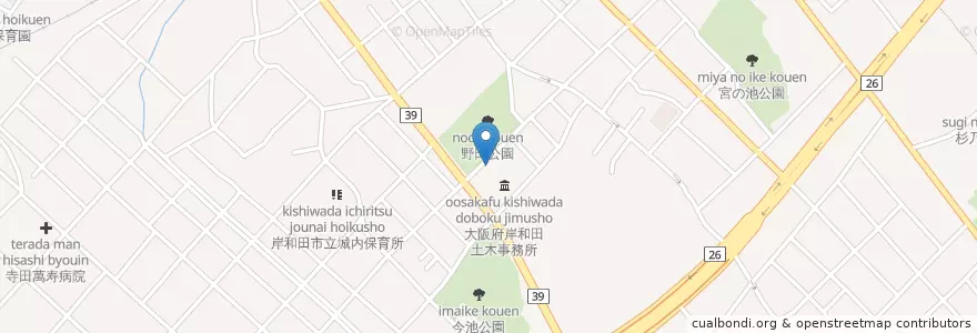 Mapa de ubicacion de 大阪府泉南府税事務所 en Japão, 大阪府, 岸和田市.