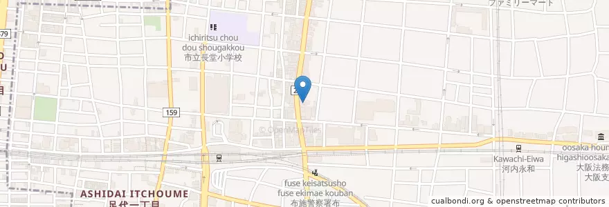 Mapa de ubicacion de 大阪愛心会弘生会病院 en Jepun, 大阪府, 東大阪市.