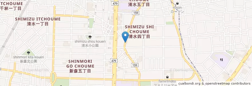 Mapa de ubicacion de 大阪旭東郵便局 en Japan, Präfektur Osaka, 守口市, 大阪市, 旭区.