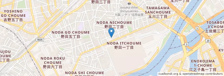 Mapa de ubicacion de 大阪福島野田郵便局 en Япония, Осака, 大阪市, 福島区.