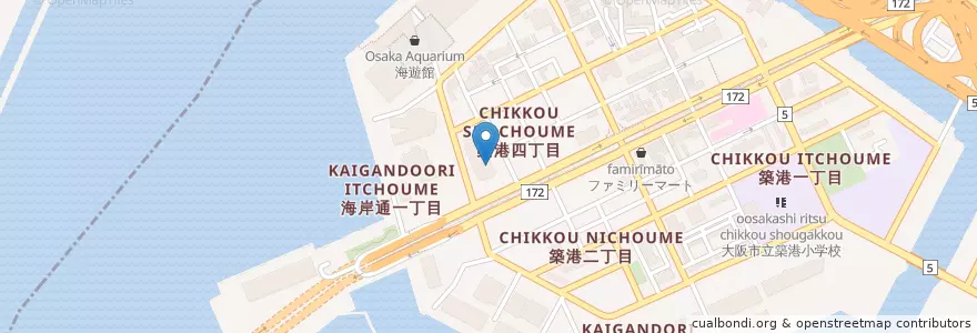 Mapa de ubicacion de 大阪税関 en اليابان, أوساكا, أوساكا, 港区.