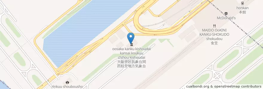 Mapa de ubicacion de 大阪航空局関西空港事務所 en Japon, Préfecture D'Osaka, 泉南郡, 田尻町.