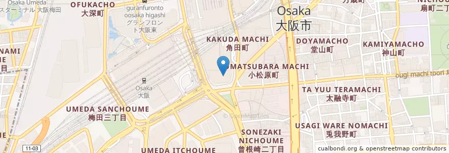 Mapa de ubicacion de 大阪阪急内郵便局 en Japan, Präfektur Osaka, 大阪市, 北区.