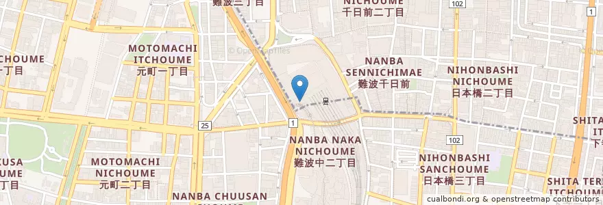 Mapa de ubicacion de 大阪難波郵便局 en اليابان, أوساكا, أوساكا, 浪速区.