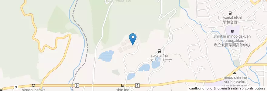 Mapa de ubicacion de 大阪青山大学 en Japón, Prefectura De Osaka, 箕面市.