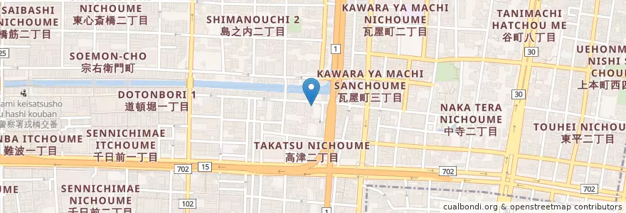 Mapa de ubicacion de 大阪高津郵便局 en 일본, 오사카부, 오사카, 中央区.