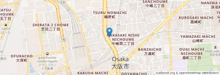 Mapa de ubicacion de 大阪鶴野町郵便局 en ژاپن, 大阪府, 大阪市, 北区.