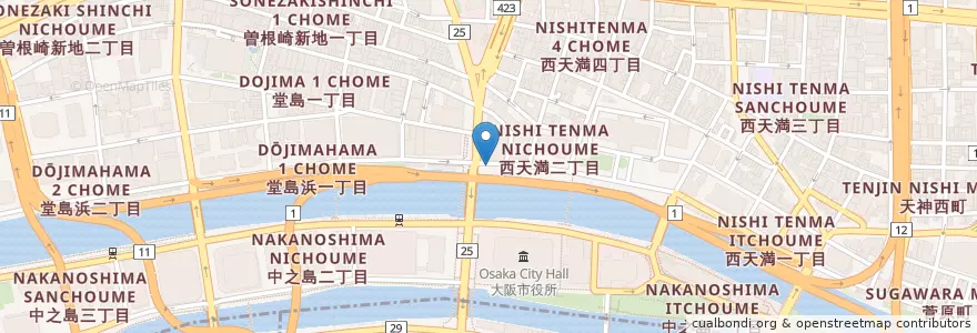 Mapa de ubicacion de 天満警察署大江橋交番 en Japon, Préfecture D'Osaka, 大阪市, 北区.