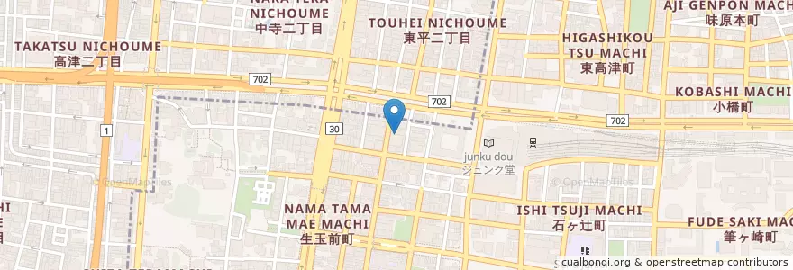 Mapa de ubicacion de 天王寺上汐郵便局 en اليابان, أوساكا, أوساكا, 天王寺区.