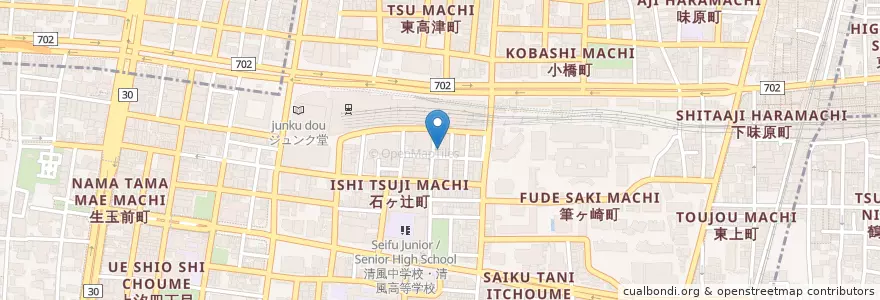 Mapa de ubicacion de 天王寺石ケ辻郵便局 en Japan, Präfektur Osaka, 大阪市, 天王寺区.
