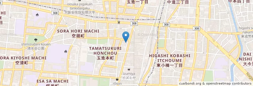 Mapa de ubicacion de 天王寺警察署玉造交番 en Japão, 大阪府, 大阪市, 中央区.