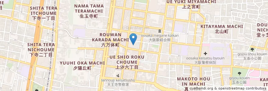 Mapa de ubicacion de 天王寺郵便局 en Japon, Préfecture D'Osaka, 大阪市, 天王寺区.