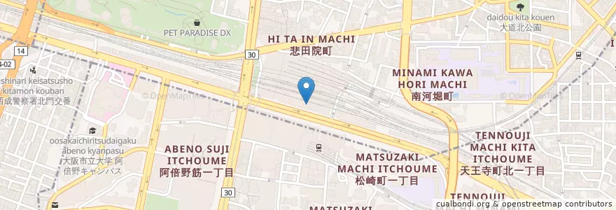 Mapa de ubicacion de 天王寺ＭｉＯ郵便局 en 日本, 大阪府, 大阪市, 阿倍野区.
