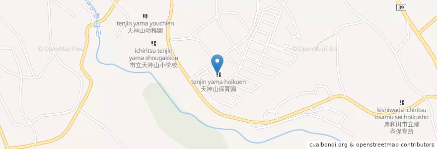 Mapa de ubicacion de 天神山保育園 en Япония, Осака, 岸和田市.